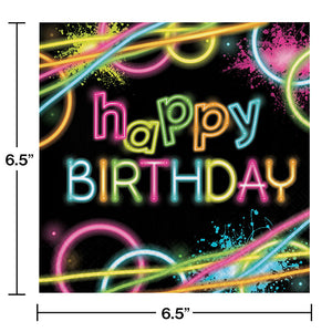 Bulk Pack of 32 Glow Party Birthday Napkins