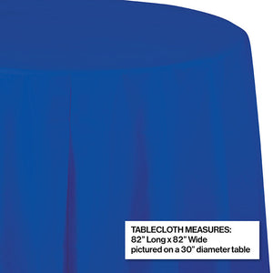 Bulk Pack of 2 Cobalt Round Plastic Tablecover, 82"