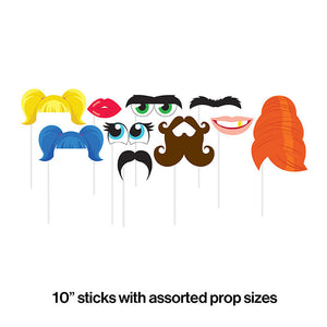 Bulk Pack of 20 Funny Faces Photo Booth Props