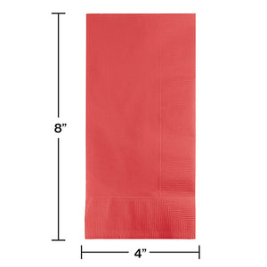 Bulk Pack of 100 Coral Dinner Napkins 2Ply 1/8Fld