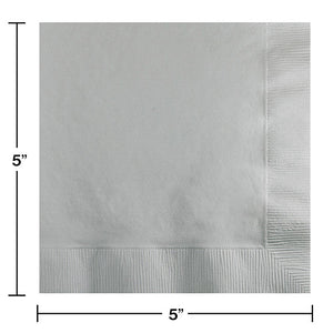 Bulk Pack of 150 Shimmering Silver Beverage Napkin, 3 Ply