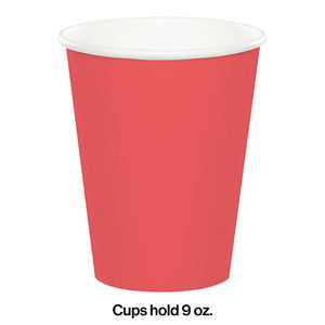 Bulk Pack of 48 Coral Hot/Cold Paper Cups 9 Oz