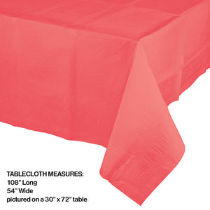 Bulk Pack of 2 Coral Tablecover 54"X 108" Polylined Tissue