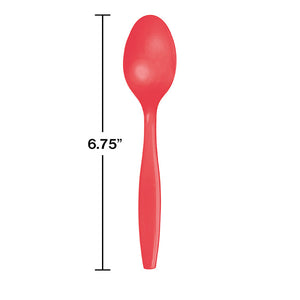 Bulk Pack of 48 Coral Plastic Spoons