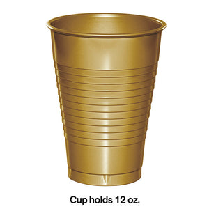 Bulk Pack of 40 Glittering Gold 12 Oz Plastic Cups