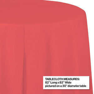 Bulk Pack of 2 Coral Round Plastic Tablecover, 82"