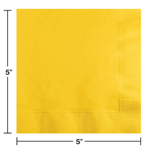 Bulk Pack of 150 School Bus Yellow Beverage Napkin, 3 Ply