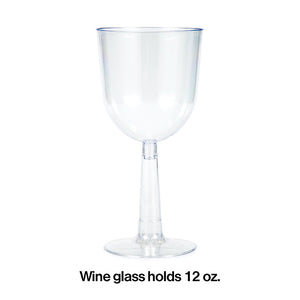 Bulk Pack of 8 Clear Plastic Wine Glasses 12 Oz