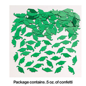 Bulk Pack of 3 Green Graduation Mortarboard Confetti, 0.5 oz/Pack