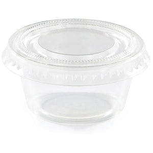 Bulk Pack of 48 2 Oz Plastic Portion Cups, Clear W/ Lid