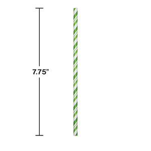 Bulk Pack of 48 Fresh Lime Green Striped Paper Straws