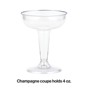 Bulk Pack of 12 Clear Plastic Champagne Coupe, 4 Oz