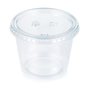 Bulk Pack of 32 Clear Plastic 5.5 Oz Portion Cups, Clear w/Lid