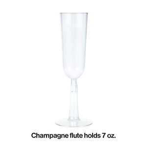 Bulk Pack of 8 Clear Plastic Champagne Flutes, 7 Oz