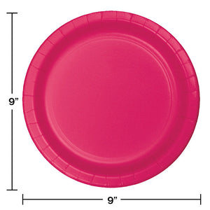 Bulk Pack of 48 Hot Magenta Pink Paper Plates