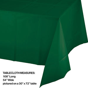 Bulk Pack of 2 Hunter Green Tablecover Plastic 54" X 108"