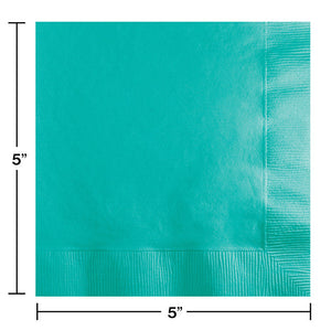 Bulk Pack of 100 Teal Lagoon Beverage Napkin, 3 Ply