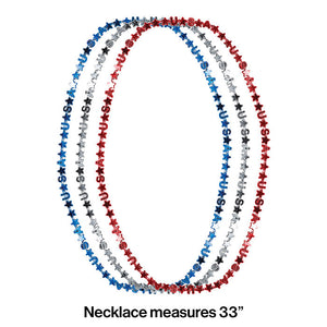 Bulk Pack of 6 Patriotic Letter Necklace, Usa 33"