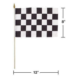 Bulk Pack of 3 Black & White Check Cloth Racing Flag 8" X 12"