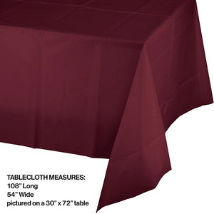 Bulk Pack of 2 Burgundy Tablecover Plastic 54" X 108"