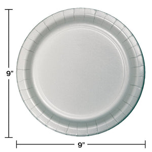 Bulk Pack of 48 Shimmering Silver Paper Plates