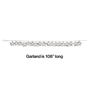 Bulk Pack of 2 Silver Stars 9 ft Foil Garland