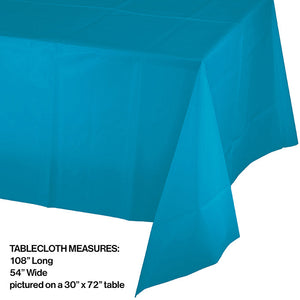 Bulk Pack of 2 Turquoise Tablecover Plastic 54" X 108"