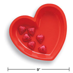 Bulk Pack of 3 Red Heart Plastic Serving Tray