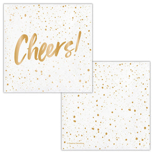 Bulk Pack of 48 Cheers Gold Foil Beverage Napkins By Elise