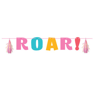 Bulk Pack of 2 Girl Dino Party Letter Banner W/ Tassles