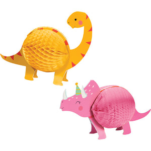 Bulk Pack of 4 Girl Dino Party Centerpiece