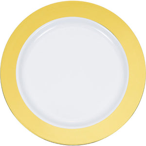 Bulk Pack of 20 7.5" Gold Rim Plastic Plate