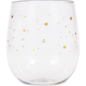 Bulk Pack of 2 Stars Plastic Stemless Wine Glass By Elise