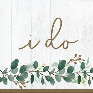 Bulk Pack of 32 Eucalyptus Greens "I Do" Luncheon Napkin