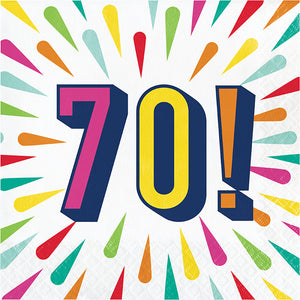 Bulk Pack of 32 "70" Birthday Burst Luncheon Napkin