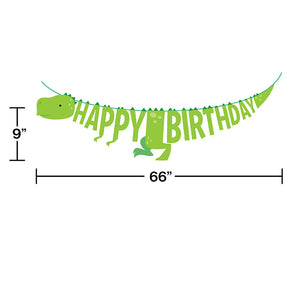 Bulk Pack of 2 Boy Dino Party Banner W/ Ribbon