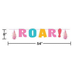 Bulk Pack of 2 Girl Dino Party Letter Banner W/ Tassles