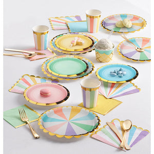 Bulk Pack of 16 Pastel Celebrations Paper Dessert Plate, Foil Assorted