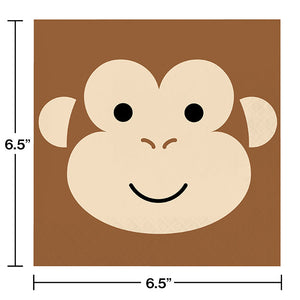 Bulk Pack of 32 Animal Faces Monkey Luncheon Napkin