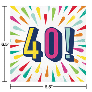 Bulk Pack of 32 "40" Birthday Burst Luncheon Napkin