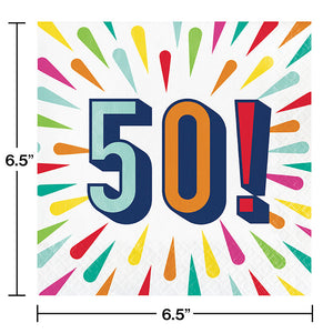 Bulk Pack of 32 "50" Birthday Burst Luncheon Napkin