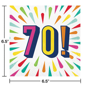 Bulk Pack of 32 "70" Birthday Burst Luncheon Napkin