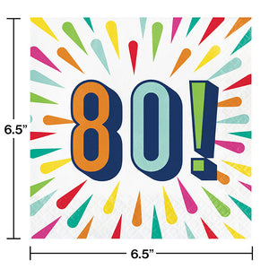 Bulk Pack of 32 "80" Birthday Burst Luncheon Napkin