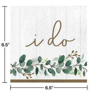 Bulk Pack of 32 Eucalyptus Greens "I Do" Luncheon Napkin