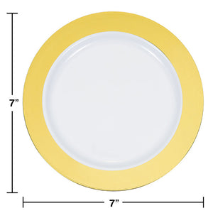 Bulk Pack of 20 7.5" Gold Rim Plastic Plate