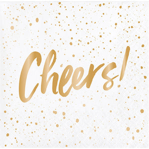 Bulk Pack of 48 Cheers Gold Foil Beverage Napkins By Elise