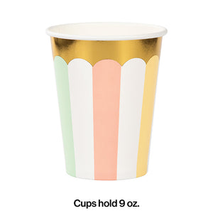 Bulk Pack of 16 Pastel Celebrations Paper/Foil Hot/Cold Cups 9Oz