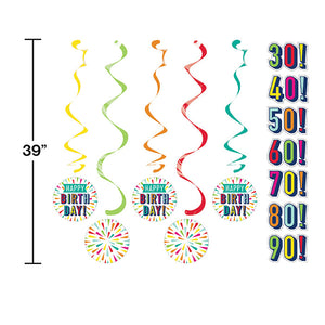 Bulk Pack of 10 Birthday Burst Dizzy Danglers Assorted W/ Stickers