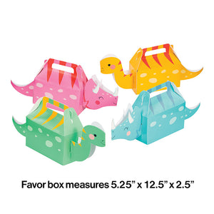 Bulk Pack of 8 Girl Dino Party Treat Box 3D