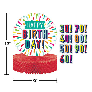 Bulk Pack of 2 Birthday Burst Centerpiece Honeycomb w/Stickers